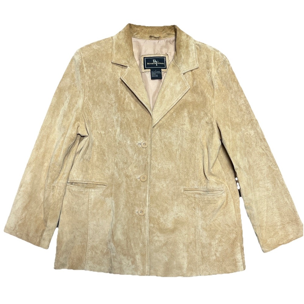 VTG Tan Suede Leather Jacket Coat Concert Festival Boho 90s Large